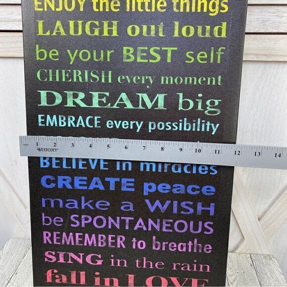 Life Rules Positive Messages Canvas Wallhanging Ombre Rainbow Black - Picture 6 of 6